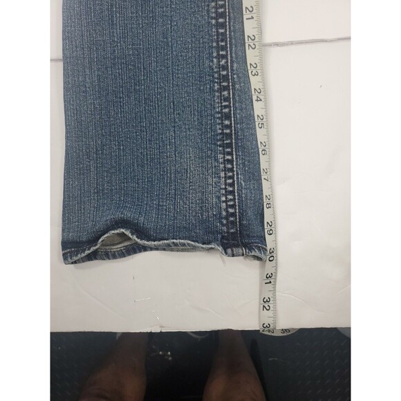 Refuge Jeans Skinny Boot Flare Distressed Blue Low Embroidered 29x30 Size 9R Y2K - Picture 4 of 10